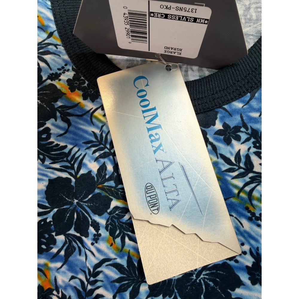 Ironman Triathlon Duofold Sleeveless Shirt XL Blue Tropical Floral CoolMax (J39) - Picture 5 of 6
